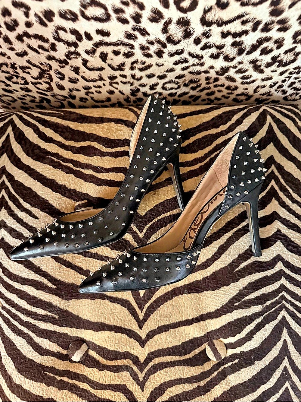 Sam Edelman Hadlee Pointed Toe Studded d'Orsay Pump Black
